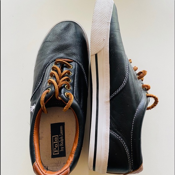 💋 Polo Ralph Lauren Leather Vaughn Men’s Sneakers - Picture 2 of 9